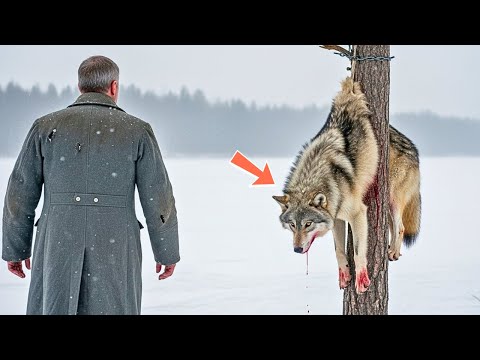 Видео: Волк задыхался в петле среди метели — но ветеран успел спасти его