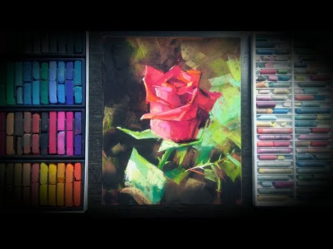 Видео: Красная роза. Пастель & Наждачная бумага \ Red rose. Pastel & Sandpaper