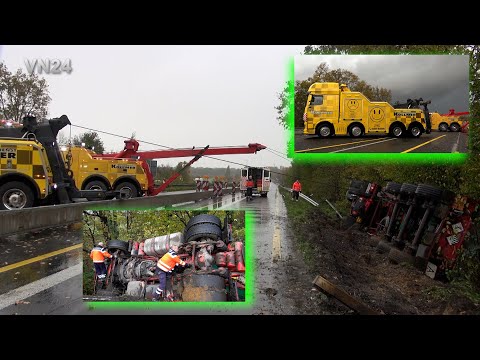 Видео: VN24 — Грузовик с опасными грузами перевернулся из-за того, что водитель заснул