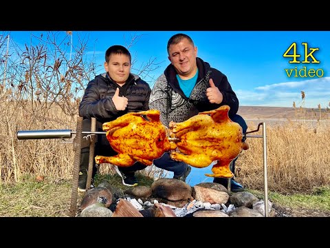 Видео: Курица жареная на вертеле / Вкуснее любого шашлыка / рецепт