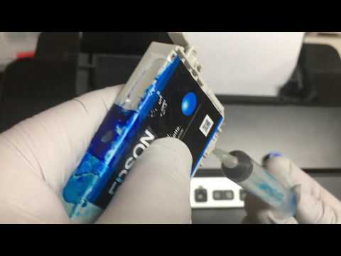 Видео: Epson Artisan 1430: заправка оригинального картриджа, сброс микросхемы, перезаправляемый картридж