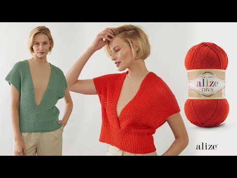 Видео: Блузка Armor Stitch крючком с Alize Diva