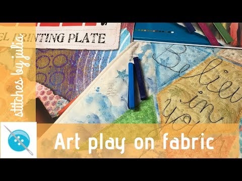 Видео: Ткань, блоки Derwent Inktense и гелевая пластина! Создаём фон на ткани