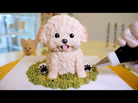 Видео: Удивительный! Моя закуска на день рождения щенка? Как приготовить милый торт со щенком!