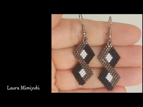 Видео: Серьги с бриллиантами Миюки / Кирпичный стежок