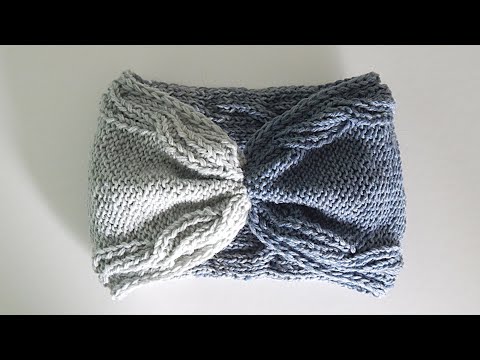 Видео: Простая красивая повязка на голову спицами для женщин с жгутами без шва | Для начинающих