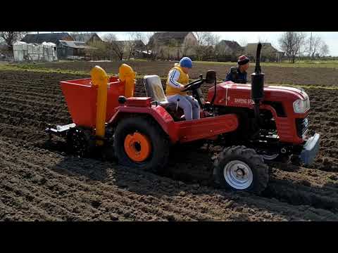 Видео: Минитрактор SHIFENG SF-240 садит картошку