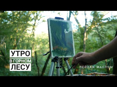 Видео: Раннее утро в горном лесу. Пленэр маслом.