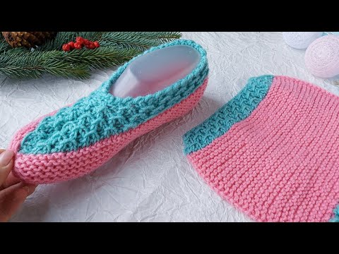 Видео: Простые домашние следки. Следки - тапочки на двух спицах.