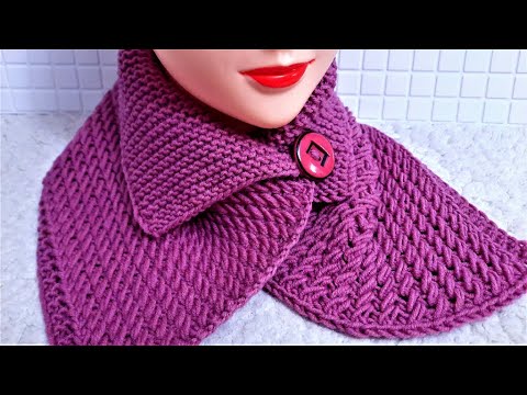 Видео: Шарф воротник спицами. Мастер класс