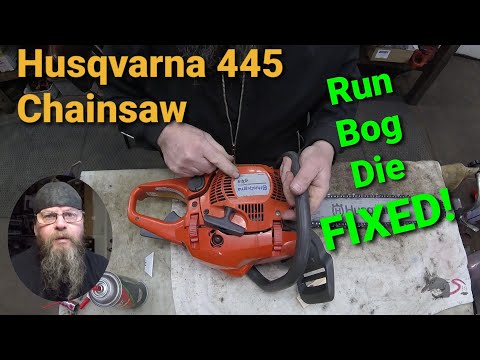 Видео: Бензопила Husqvarna 445 работает, застревает, умирает... Исправлено!