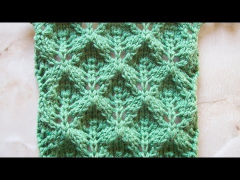 Видео: Объемные ромбики Вязание спицами Видеоурок 109