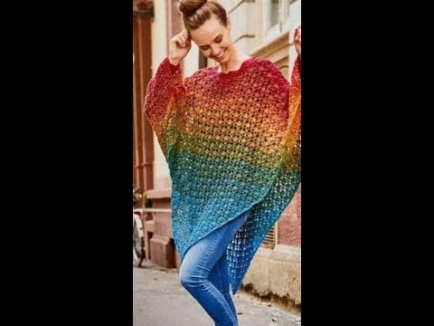 Видео: МК номер 41.Простой узор крючком для шали или пончо.