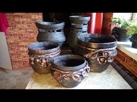 Видео: КАШПО ИЗ БУМАГИ. ДЕКОР ЦВЕТОЧНОГО ГОРШКА.