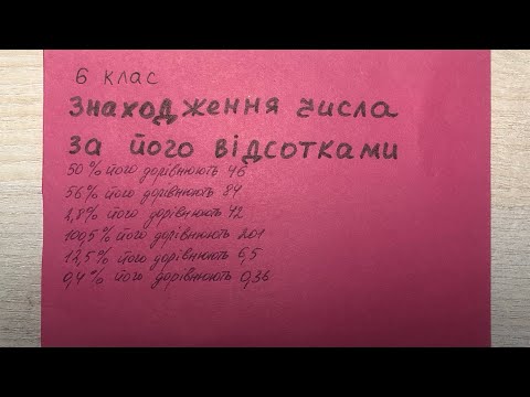 Видео: Як знайти число за його відсотком. Математика 6 клас.