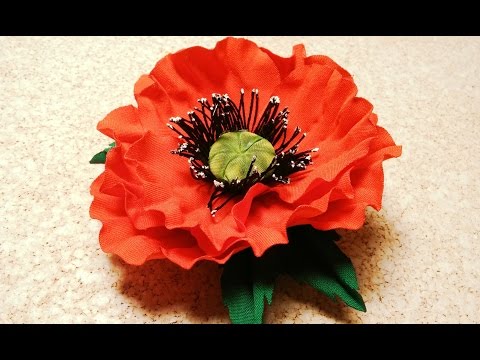 Видео: Fabric flowers how to make:poppy flower from fabric/tutorial/Цветы из ткани: немнущийся мак/МК