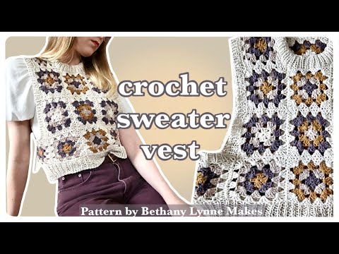 Видео: Давайте свяжем крючком жилет-свитер Агнес — бесплатный образец от Бетани Линн Мейкс