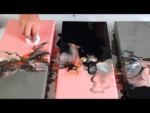 Видео: РОЗОВЫЙ, СЕРЫЙ & ЧЕРНЫЙ Акрил Налить Картина - Должен Видеть!! Жидкость Искусство