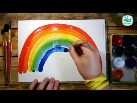 Видео: Как нарисовать РАДУГУ красками | Простые рисунки красками | Урок рисования для детей
