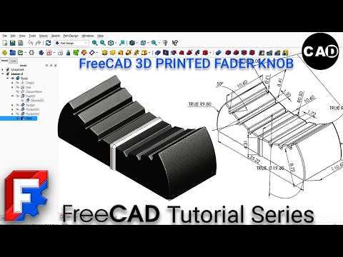 Видео: Учебное пособие по FreeCAD: Моделирование многокомпонентной конструкции ручки фейдера Sub Shape B...