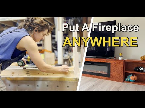 Видео: Проект по деревообработке: встроенный камин + развлекательный центр