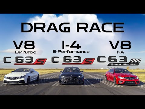 Видео: DRAG RACE AMG C63s E-Performance против AMG C63s против AMG C63 Black Series