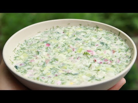 Видео: Запомните этот рецепт! Очень вкусненькая ОКРОШКА на кефире.