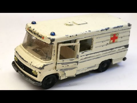 Видео: Реставрация Siku Mercedes 406 Binz Скорая помощь №V292. Литая модель игрушки.