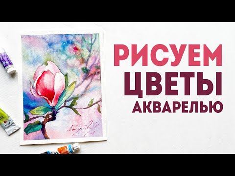 Видео: Рисуем цветы акварелью. Мастер-класс: как нарисовать магнолию.