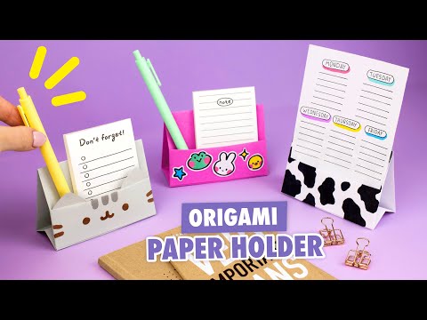 Видео: Оригами Подставка из бумаги | Котик Пушин | Origami Paper Stand