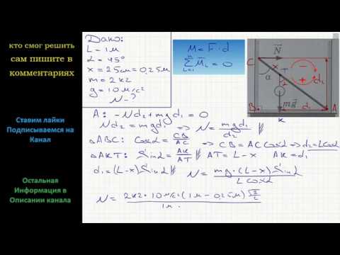 Видео: Физика Невесомый стержень длиной 1 м, находящийся в ящике с гладкими дном и стенками, составляет