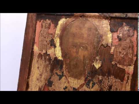 Видео: Купить редкие иконы: икона 17 век старинная Николай Чудотворец. DR0272.