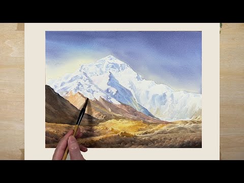 Видео: Идея акварельного пейзажа — Ледяная гора