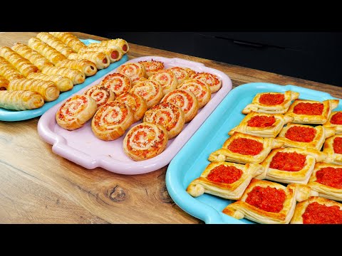 Видео: Что я готовлю детям в школу для перекуса. Три простых рецепта выпечки из слоёного теста.