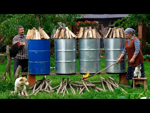 Видео: Изготовление древесного угля для барбекю в железных бочках 🔥
