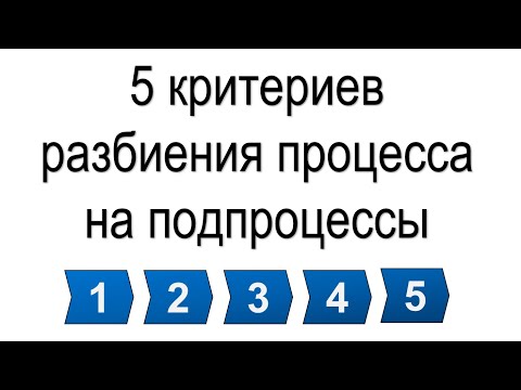 Видео: Пять критериев разбиения бизнес-процесса на подпроцессы