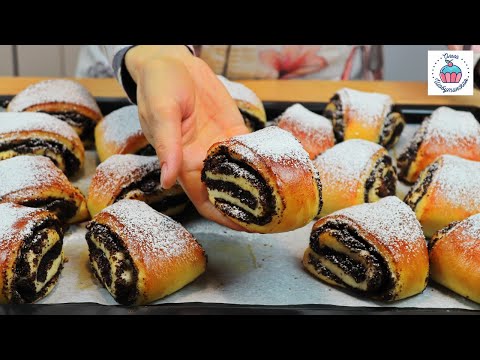 Видео: Пуховые БУЛОЧКИ С МАКОМ, Много Маковой Начинки!