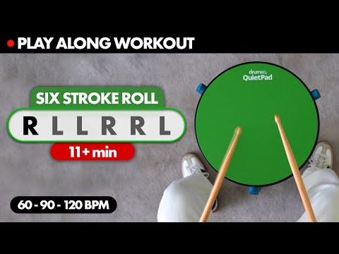 Видео: Изучите и практикуйте SIX STROKE ROLL с помощью этого видео (60, 90 и 120 ударов в минуту)
