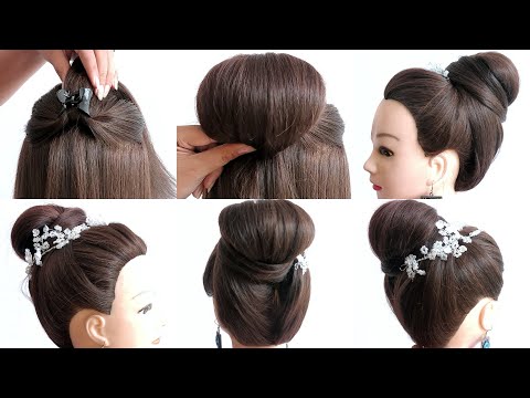 Видео: Причёска «Высокий пучок» для девушки на свадьбу | Красивая причёска «Тяжелый пучок» | Французская...