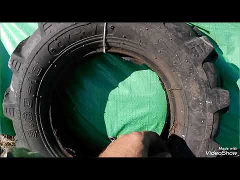 Видео: Мини-трактор.  Культивауия паров, внеплановый шинмонтаж. 