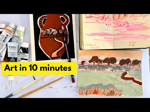 Видео: Искусство за 10 минут, быстрый пейзаж акрилом гуашью