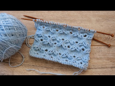 Видео: Узор для пуловера спицами 🐬 Free knitting pattern, Lace Stitches