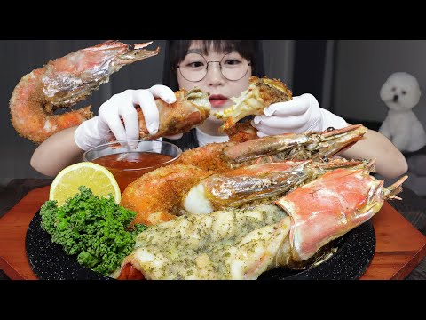 Видео: Гигантские жареные креветки и креветки в чесночном масле🦐Mukbang ASMR