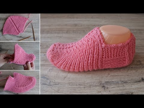 Видео: Бесшовные удобные следки спицами | Seamless slippers knitting pattern