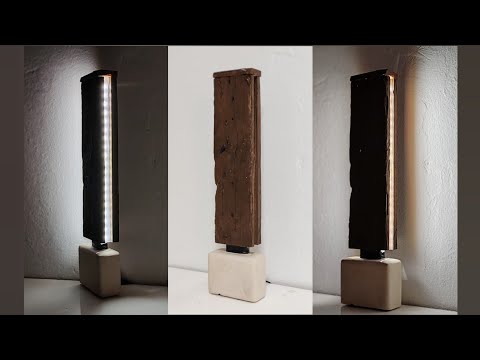 Видео: Изготовление настольной лампы из старого дерева и светодиодной подсветки // дизайн ночника