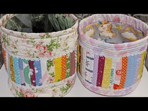 Видео: Текстильная корзинка из ткани