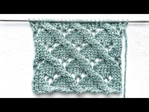 Видео: Ажурный узор с объёмными диагоналями