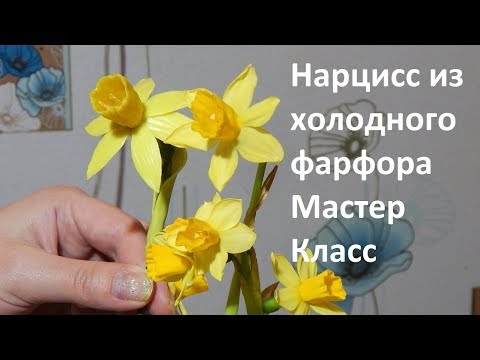 Видео: Нарцисс из холодного фарфора или полимерной глины, Мастер Класс