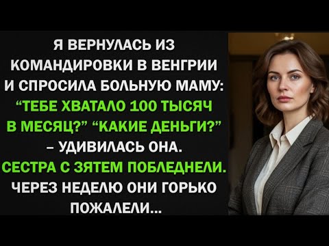 Видео: Я вернулась из командировки и спросила больную маму: "Тебе хватало 100 тыс в месяц?" "Какие деньги?"