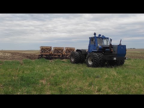 Видео: Т-150к и СКП-2.1 начало посевной.Сухая земля.